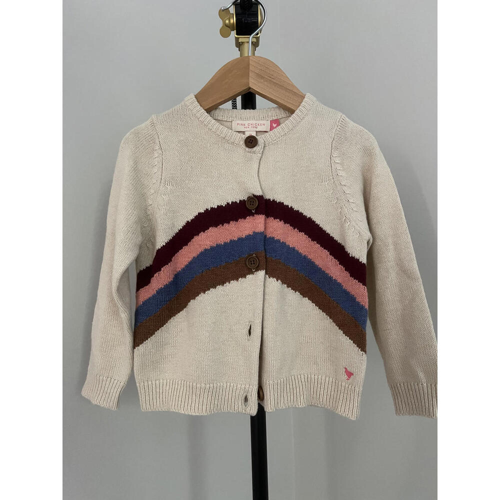 Pink Chicken Neutral Rainbow Sweater Cardigan